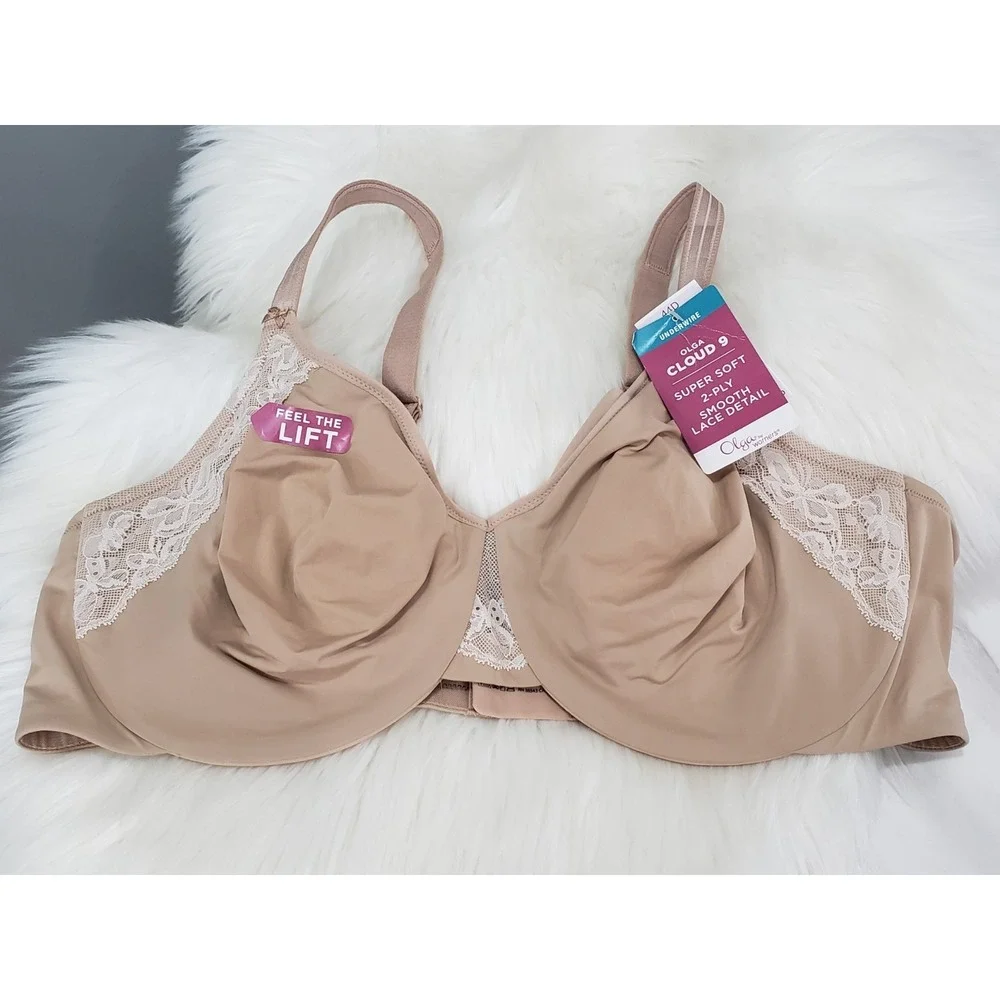 NWT OLGA Cloud 9 underwire BRA with lift GF7961A BEIGE 44D